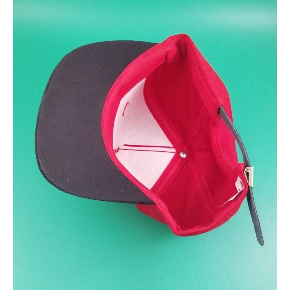 Firestone Leader in the Field Tractor  Hat Cap red Strapback made in USA Suede